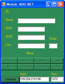 サンプルmobiledeviceの実行画面