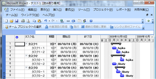 図3:プロジェクトのタスク情報