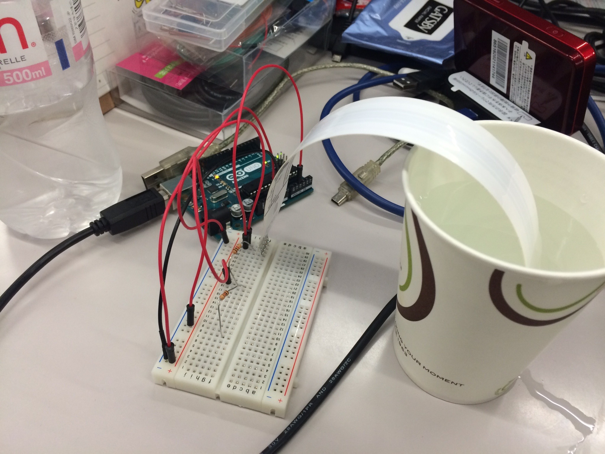水位センサをArduinoのGPIOに接続したところ