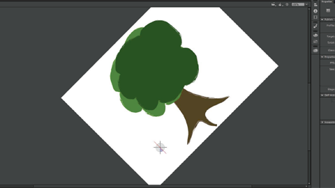 Shift+スペース+マウス操作でステージを回転し、描画しやすい角度に変更できる。機種によっては2本指での回転操作にも対応