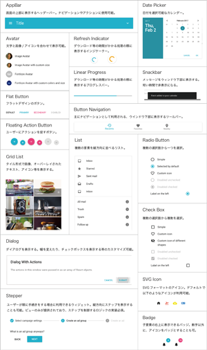 図2 Material-UIで利用可能なコンポーネント