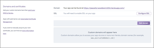 図1 「Domains and certificates」設定項目画面