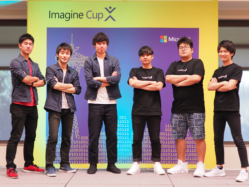 左から、Team NeuroVoice(東京大学大学院)廣畑 功志さん、早川顕生さん、佐藤邦彦さん、Team TITAMAS(東京工業大学)佐々木俊亮さん、山崎健太郎さん、岩瀬駿さん