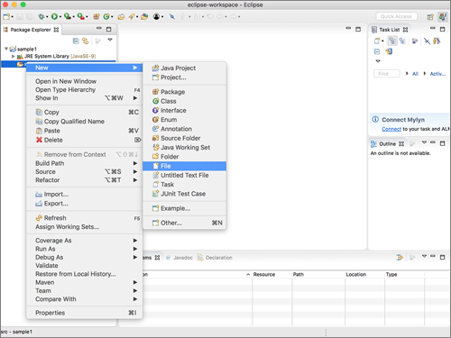 図1 Eclipseの場合のmodule-info.javaファイルの作成(1)