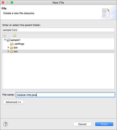 図2 Eclipseの場合のmodule-info.javaファイルの作成(2)