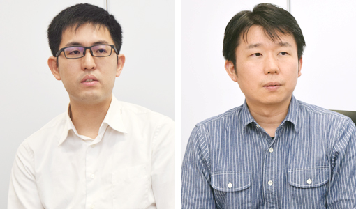 キヤノン株式会社 デジタルシステム開発本部 通信システム開発センター 通信技術第一開発部 通信技術13開発室 杉本駿氏(左)/株式会社富士通研究所 システム技術研究所 サービス指向型ソフトウェア開発技術プロジェクト 主任研究員 関口敦二氏(右)
