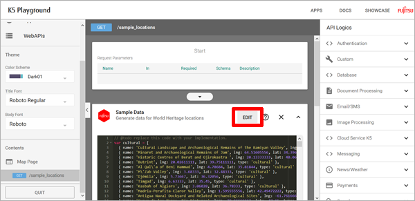 APIロジック「Sample Data」を修正