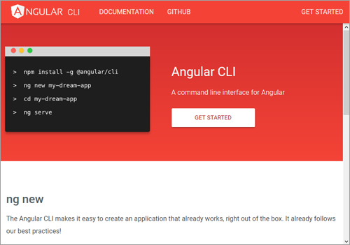 図1 Angular CLIの公式Webサイトhttps://cli.angular.io/