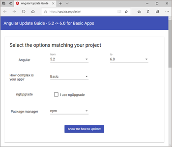 図3 Angular Update GuideのWebページ