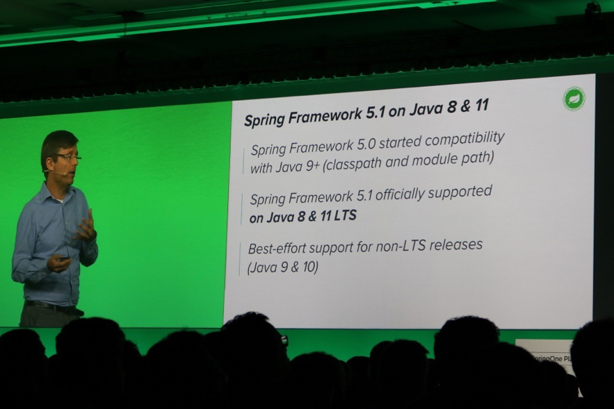 Main StageでSpring Framework 5.1のリリースについて語るJuergen Hoellerさん