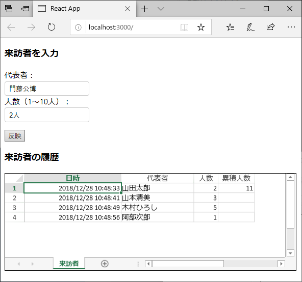 図4 Spread.SheetsとInputManJSを連携させるサンプル(p004-combination)