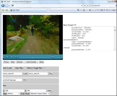 「APITest」 サンプルソースに同梱されている以外の動画も読み込める 「APITest」 サンプルソースに同梱されている以外の動画も読み込める