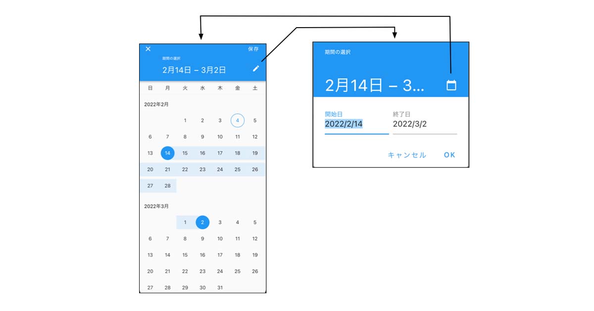 Flutterのマテリアルデザインを活用した日付入力と時間入力 