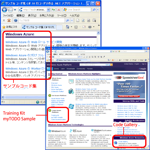 MSDN日本語サイト(左)、MSDN英語サイト(右)