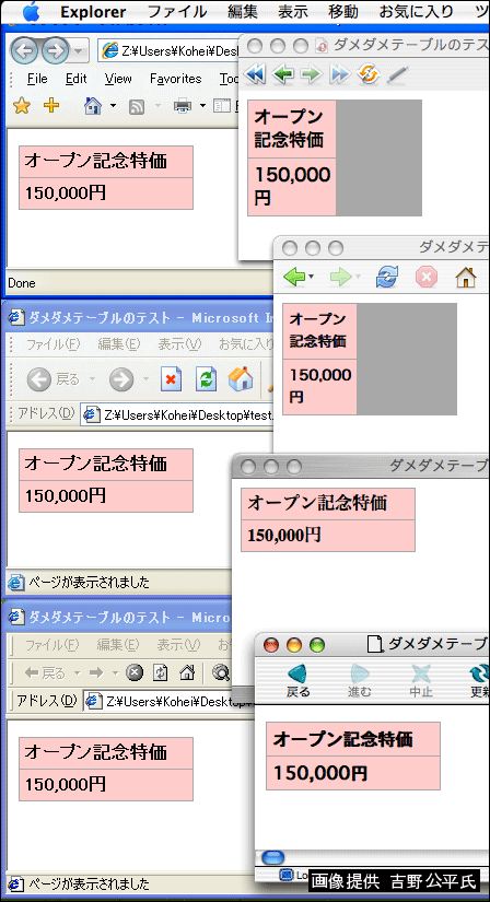 図2 定義解釈の違いによる表示の差 図2 定義解釈の違いによる表示の差