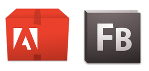 Mac OS Xでのアイコン表示 左:install.app 右:Adobe Flash Builder 4.5.App