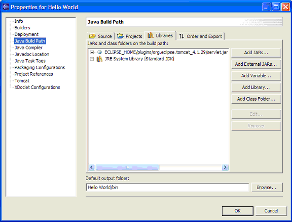 図4:「servlet.jar」を追加した後のライブラリ(CLASSPATH)の様子 図4:「servlet.jar」を追加した後のライブラリ(CLASSPATH)の様子