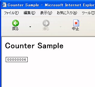 Fig1:アクセスカウンタを実行した様子 Fig1:アクセスカウンタを実行した様子