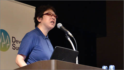 デブサミ事務局長の岩切晃子氏。「今回のテーマ『DevOps』と『モバイル』はどちらも破壊的イノベーション。カルチャーの変革が必須」