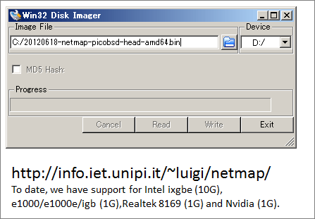 図1.PICOBSD with pkt-genブートUSB生成作業