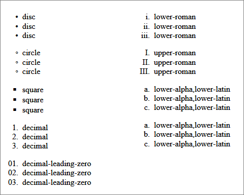 図03:list-style-typeプロパティでマーカーの種類を指定する(sample01.html)