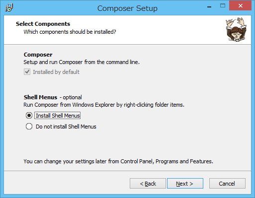 図2 Composerをコンテキストメニューで利用できるようにする