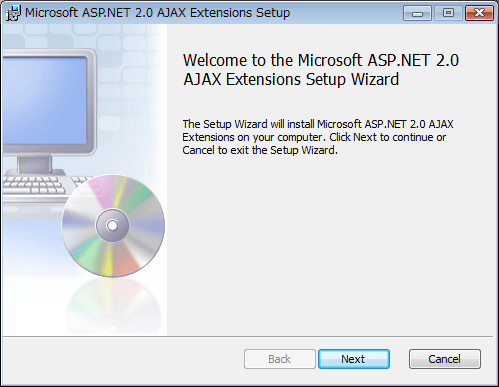 図5 Microsoft ASP.NET 2.0 AJAX Extensions Setupウィザード 図5 Microsoft ASP.NET 2.0 AJAX Extensions Setupウィザード