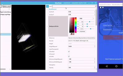 Xamarin Inspectorでは、稼働中のアプリケーションのパラメーターを確認・変更したり、UIのレイヤーを3D表示で確認したりすることができる