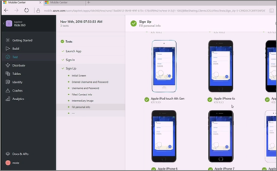 Visual Studio Mobile Centerでは、モバイルの実機テストやテスターへの更新版の配布などが簡単に行える