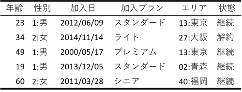 図1 一般的なデータ形式の例